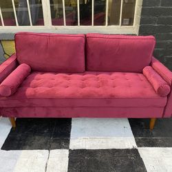 New Tufted Velvet Red Couch 