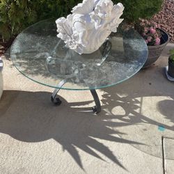 Angel And Iron Glass Table