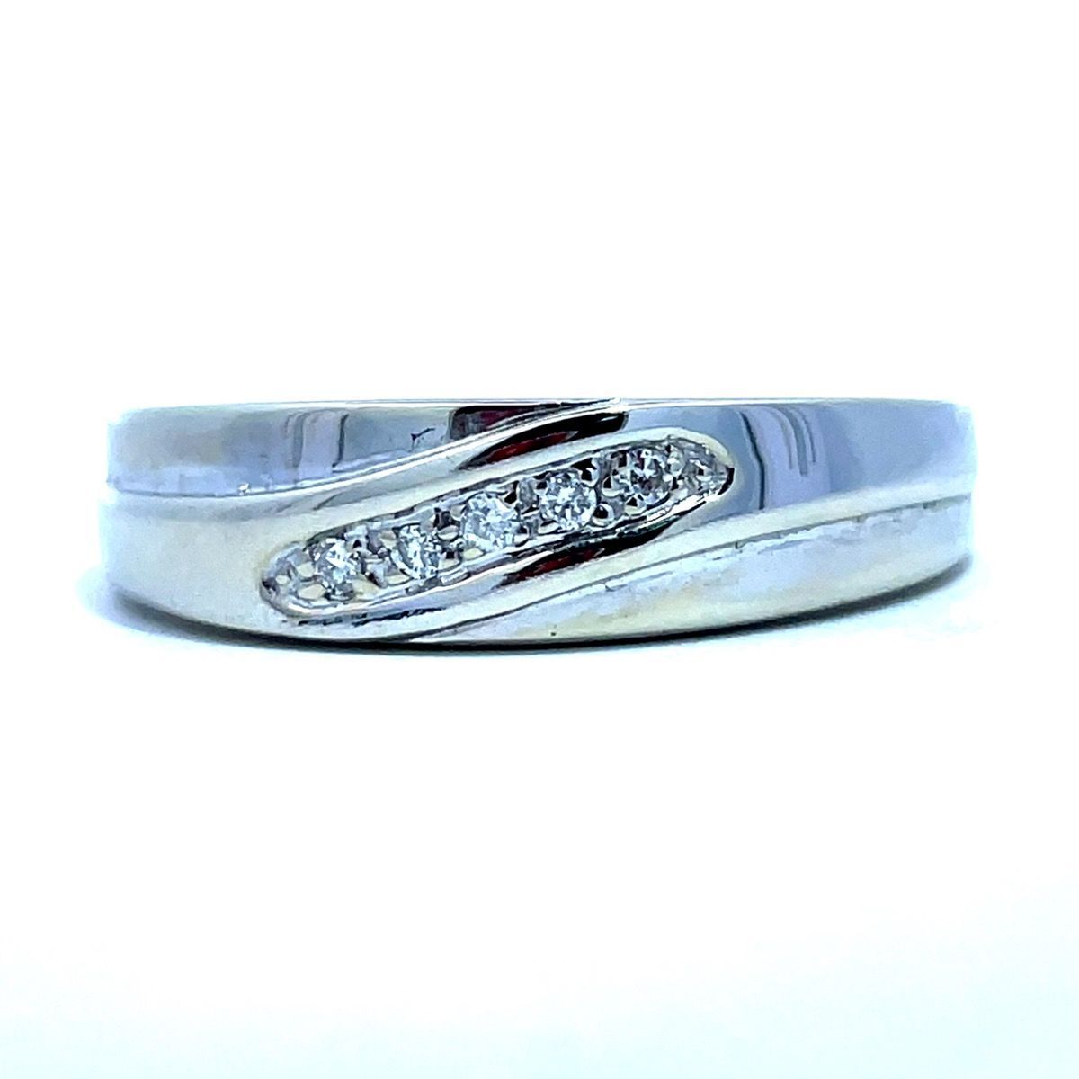 Gent’s 14K White Gold Ring w/ Diamond Accents – Size 9.5.(46428-1)