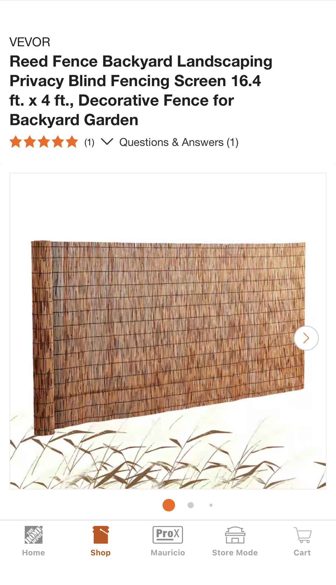 2 rolls new packets Available vevor reed fence blind screen size 16 ft L x 4 fts tall decorative Reg $136 Here $100 no tax. Cash Zelle or Apple