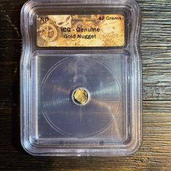 ICG Certified .42 Grams Genuine Gold Nugget ND Slabbed Beautiful Piece