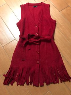 Bright Red ❤️ Wool Fringed Vest by For Cynthia