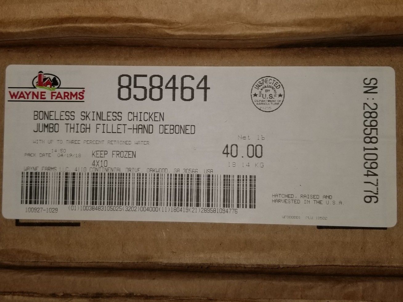 Wayne Farms boneless skinless chicken thighs