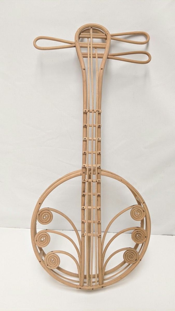 Vintage 70s Rattan Banjo / Ukulele / Guitar | Wicker Boho Wall Decor ...