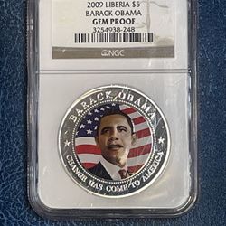 2009 Liberia $5 Barack Obama - Graded Gem Proof By NGC