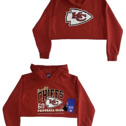 Kansas City Chiefs Red Cropped Pullover Hoodie Sweatshirt Women’s Small New