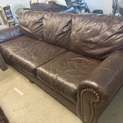 Real Dark Brown Leather Sofa