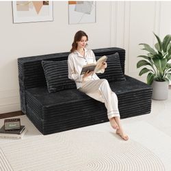 Convertible Foldable Sofa Bed Queen - 4 in 1 Sleeper Chair with Pillow, Fold Out Couch, High-Density Foam Floor Mattress, Space-Saving Futon for Livin