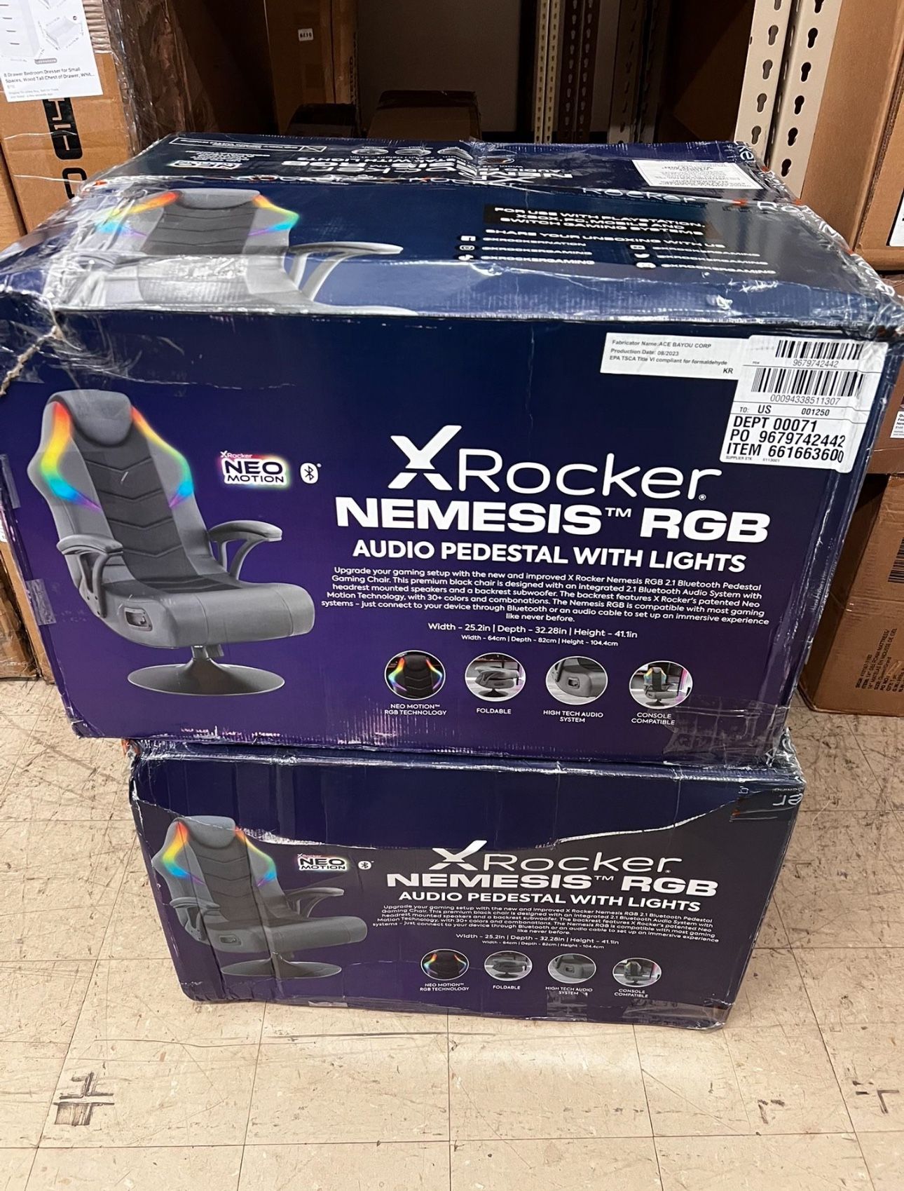 X Rocker PC Computer Video Gaming Office Pedestal Chair, Built in Audio Speakers, New in Box