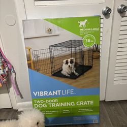 Double Door Dog Crate With Crate Mat