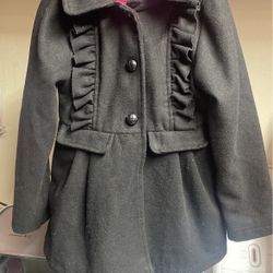 Black Coat With Hood Girls Size 7/8