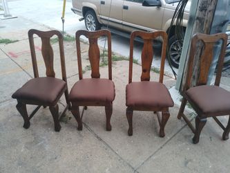 4 recoverd Oak Chairs.. Very Soild..