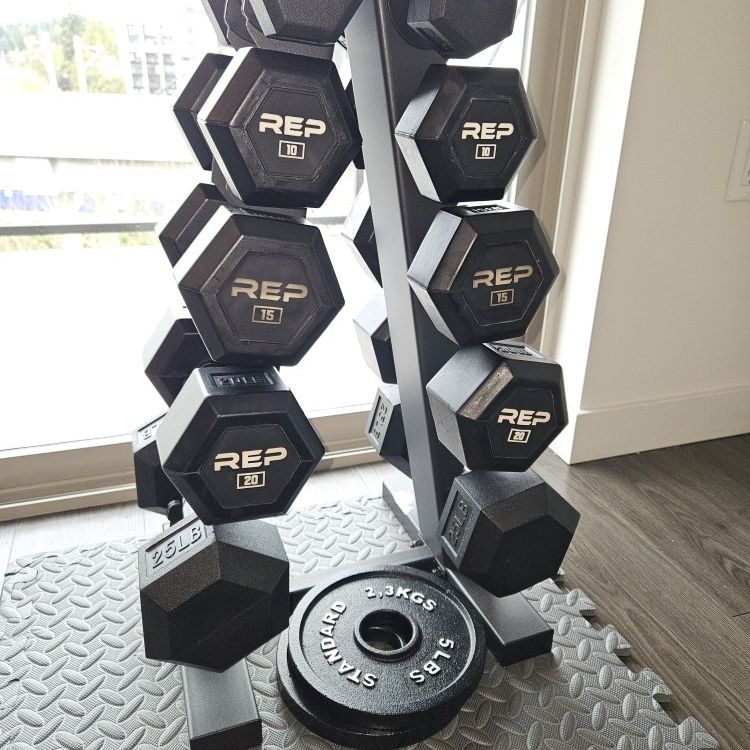 Rep My Set REP Fitness Dumbell Set (5-25 lbs, STAND INCLUDED) for Sale in Redmond ...