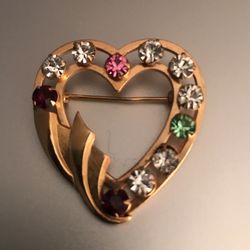 Vintage   Van Dell 1/20 12KGold Filled Colorful  Rhinestone Brooch  Signed 