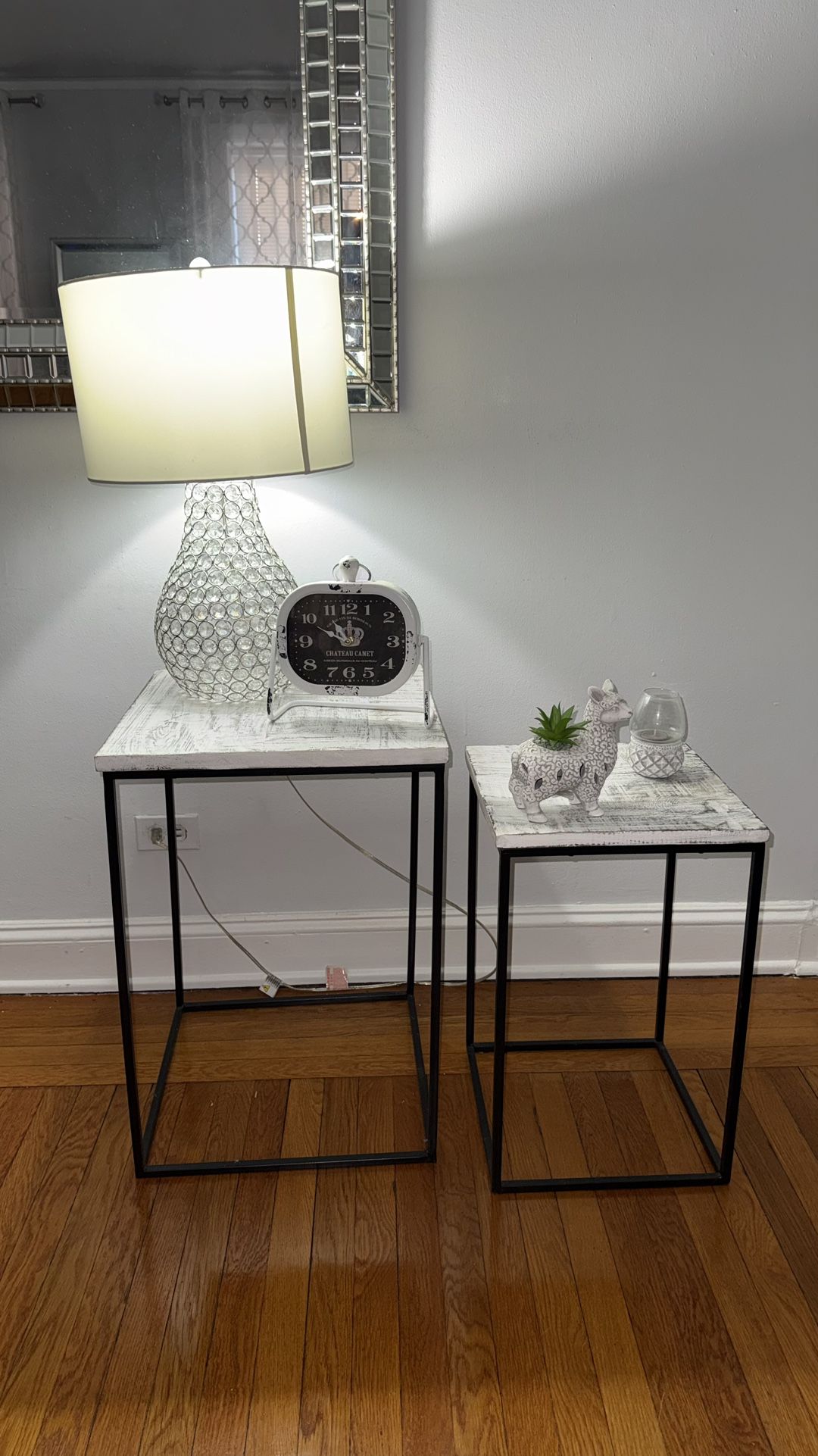 Modern Side Table Set w/ Lamp, Decor & Clock – $60 (Everything Included)