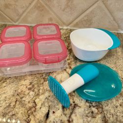 Oxo Brand Baby Food Masher (portable) And Food Storage Containers With Tray $10 For Both Cash At Pickup In Apex