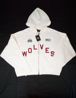 NWT Darc Sport Wolves Club Full Zip Hoodie Cream Red Pyramid Darco Large