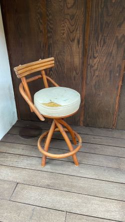 MCM tiki rattan bar stool