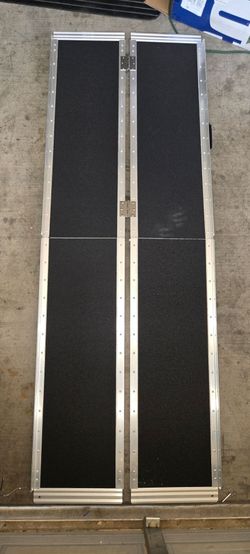 7 FT Portable Wheelchair Ramp with Sopport Legs, Non-Skid Aluminum Handicap Ramps with Handle, Folding Threshold Wheel Chair Ramp