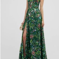 Green Floral Embroidered Party Dress New Size S (US Size 4)