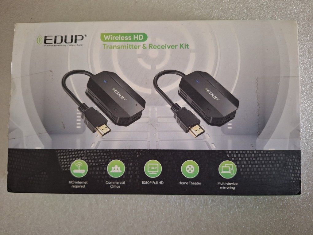 Wireless HDMI Transmitter and Receiver EDUP, Wireless HDMI Extender Kit, Plug & Play for Streaming/Casting Video and Audio to Monitor from Laptop/PC/H