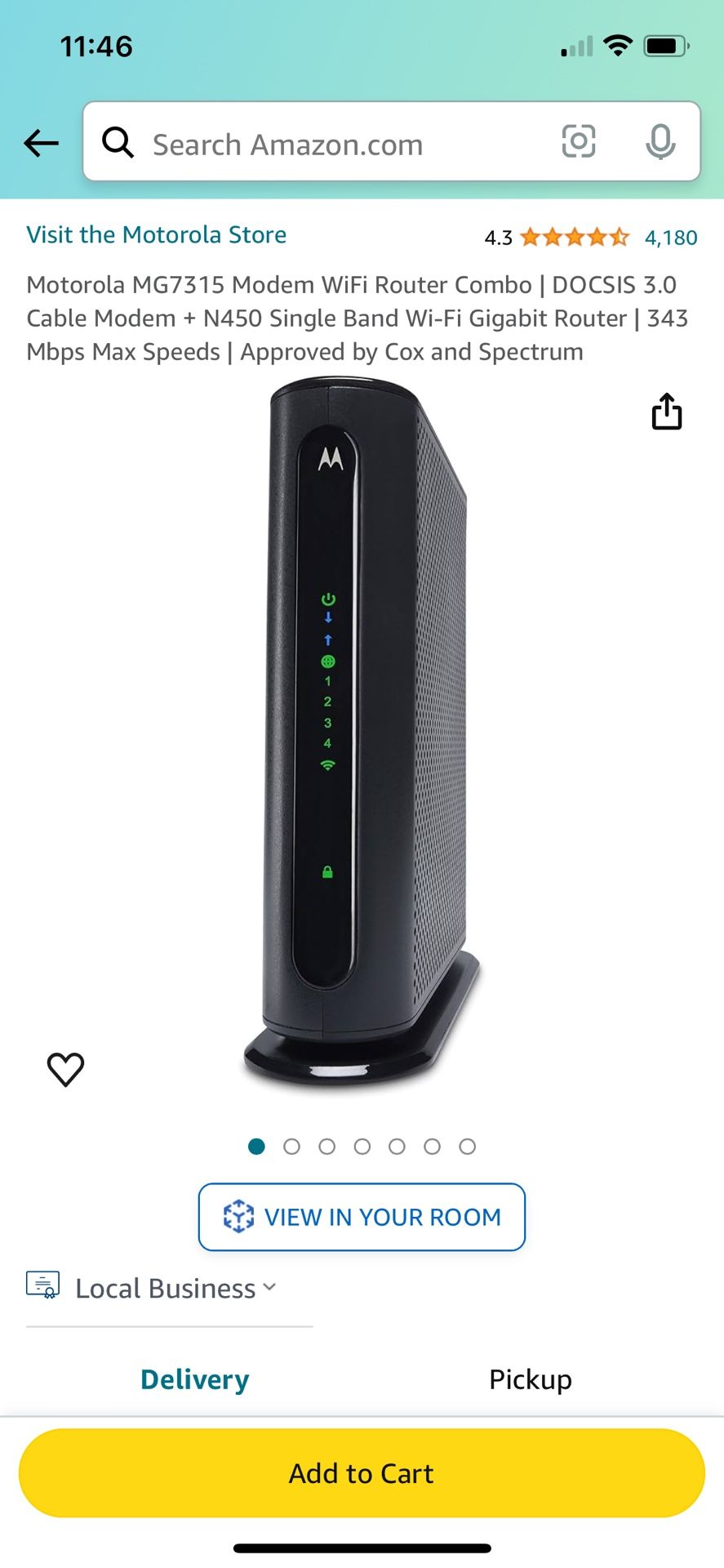 Motorola MG7315 Modem WiFi Router Combo