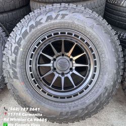 LOCK OFF ROAD BAJA Matte Black 17x9, 6x139.7 Bolt Pattern 106.2mm Hub New All Terrain Tires 265/70R17 Falken AT