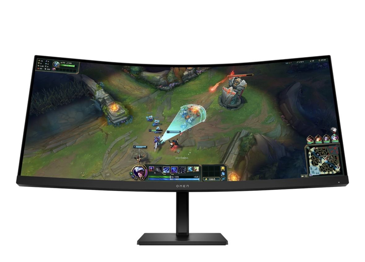 HP OMEN 34 inch WQHD 180Hz Curved Gaming Monitor, Wide QHD Display (3440 x 1440), VA Panel, VESA DisplayHDR 400, 1ms MPRT (with Overdrive), AMD FreeSy
