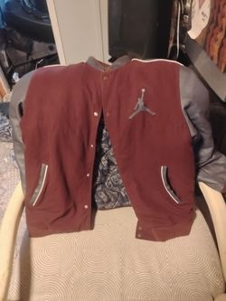 Jordan Varsity Jacket Maroon and Gray