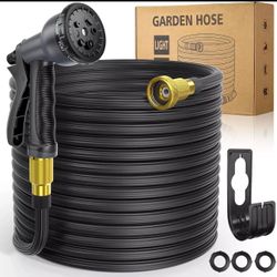 Expandable Garden Hose 100ft with 10-Function Nozzle, Flexible Outdoor Water Hose with Leak-Resistant 3/4" Brass Fittings, 40-Layer Nano Rubber Inner 