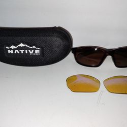 Native Kodiak Polarized Sunglasses, Tortoise Frames, Extra Lenses With Case . 