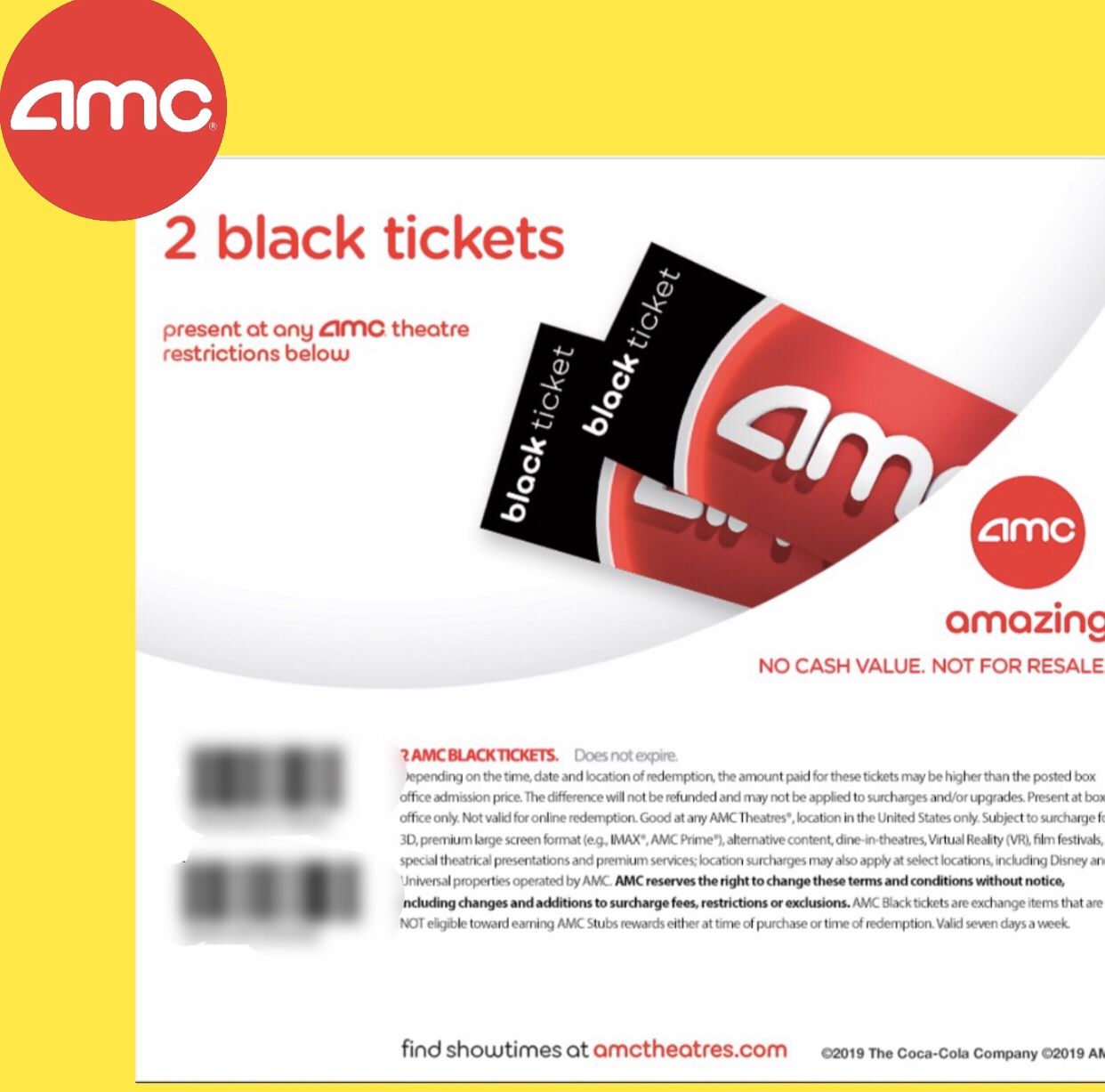 2 (two) AMC Black Ticket Movie. No Exp. Any movie, Anyday