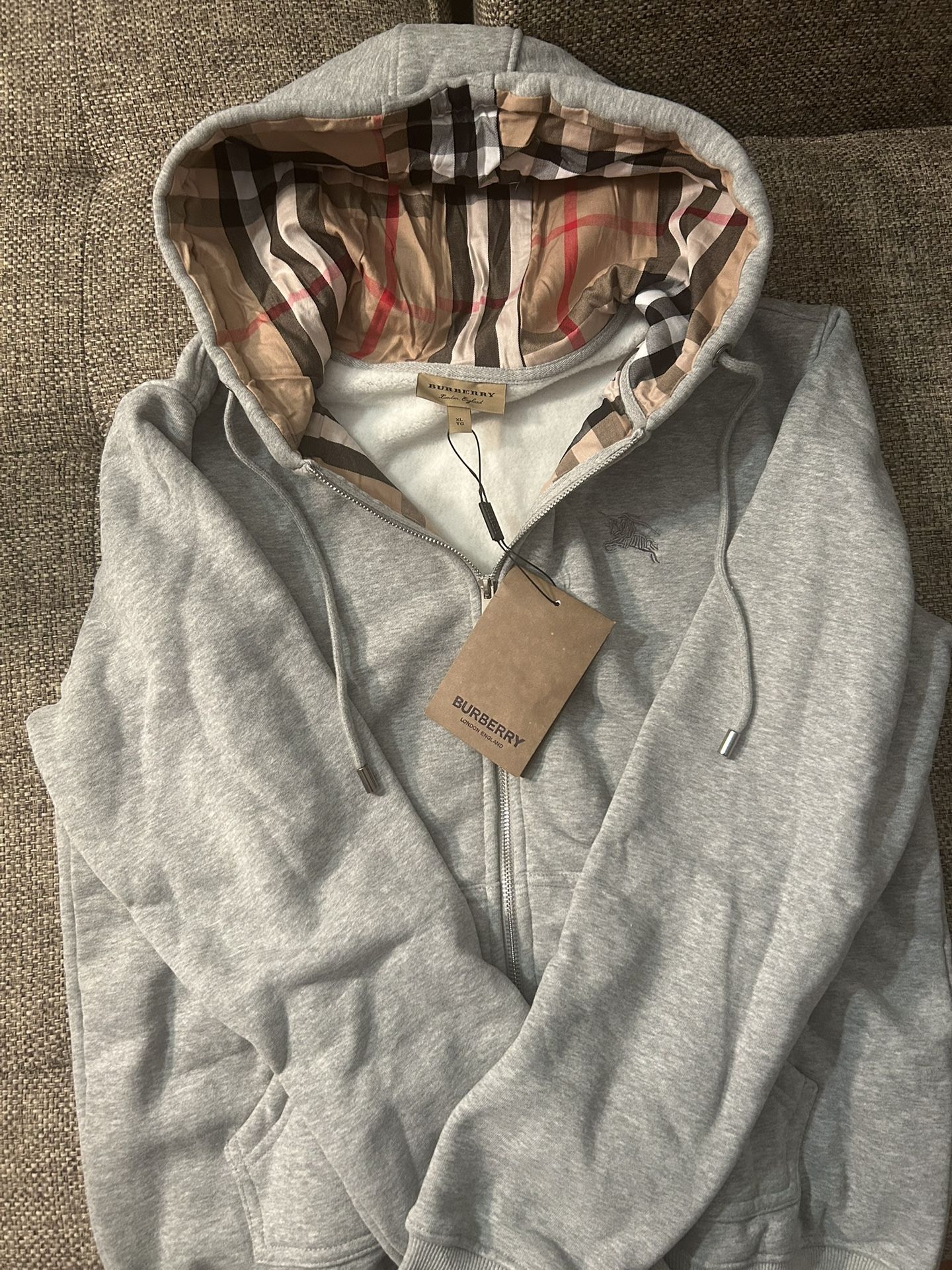Burberry Cotton Blend Check Zip Up