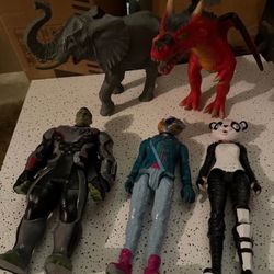 Action Figures, Fortnite, Hulk, Marvel, Dragon, And Elephant