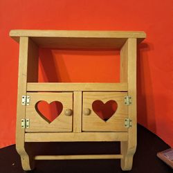 Vintage Homemade 2 Hearts Door Wood Shadow Box-$35