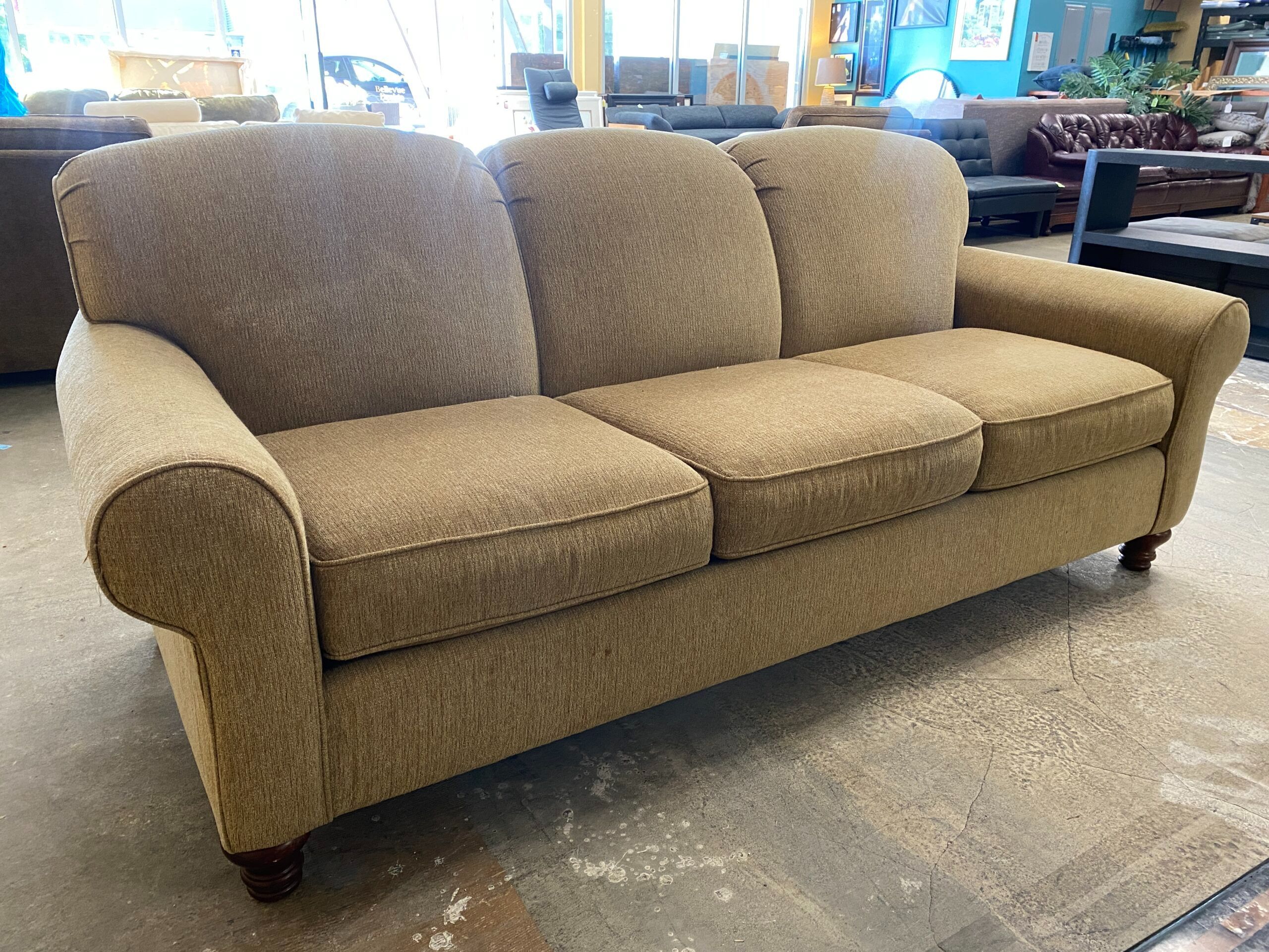 BASSET Tan Tweed 3 Seater Sofa