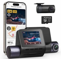 70mai Dash Cam A410 with Rear Camera and 64GB Card