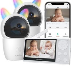 Video Baby Monitor with Camera and Audio, 2K Baby Monitor WiFi Smartphone with Night Vision, Pan-Tilt-Zoom via 4.3" Screen and APP, Cry/Motion Detecti