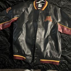 University Of Minnesota Leather Varsity jacket 