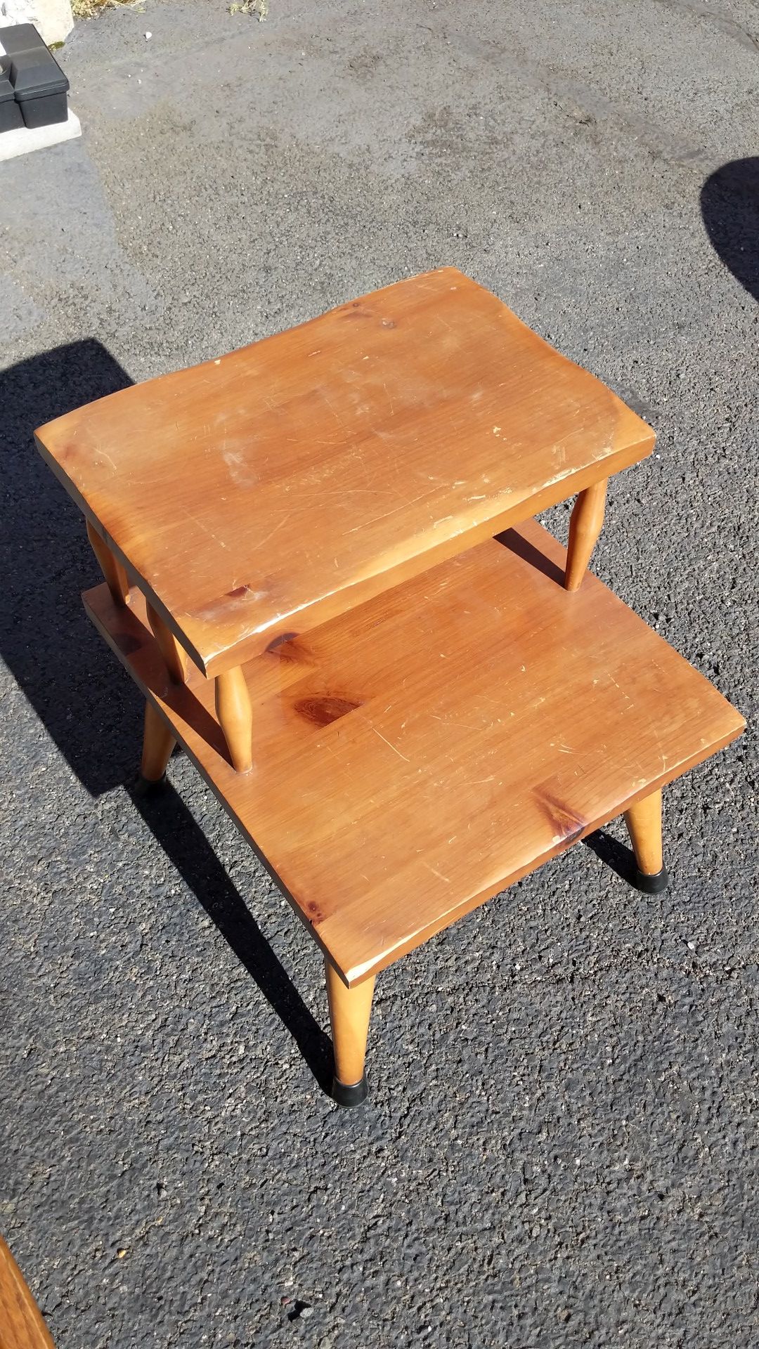 Wooden two tier side table.