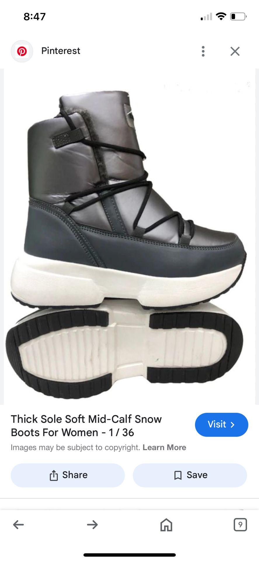 Thick Sole Soft Mid-Calf Snow Visit > Boots For Women 6.5