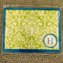 NEW Initial 'H' 6 Piece Notecard/Envelope Stationary Set
