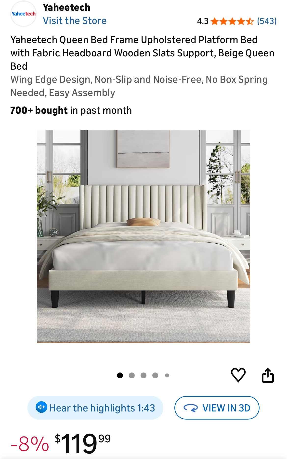 New Queen upholstered Bed Frame