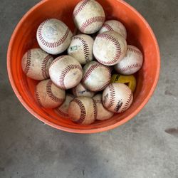 Bucket Of Used Baseballs