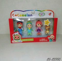 Cocomelon Winter Figures 4 pack - JJ, Yoyo, TomTom, and Bingo. (P)