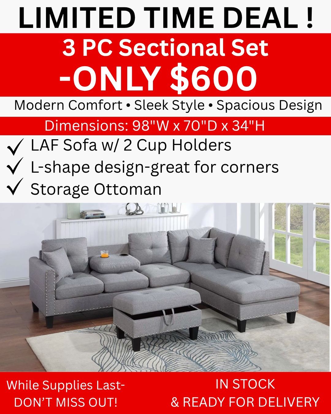 3 Pc Sectional Set