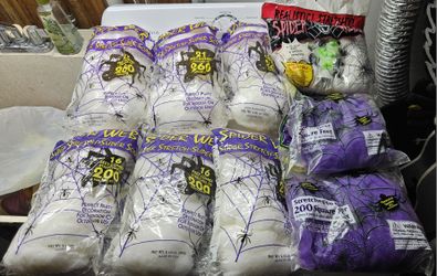 9 New Bags Of Halloween Spiderwebs