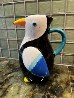 Puffer Bird Ceramic Pitcher flower vase