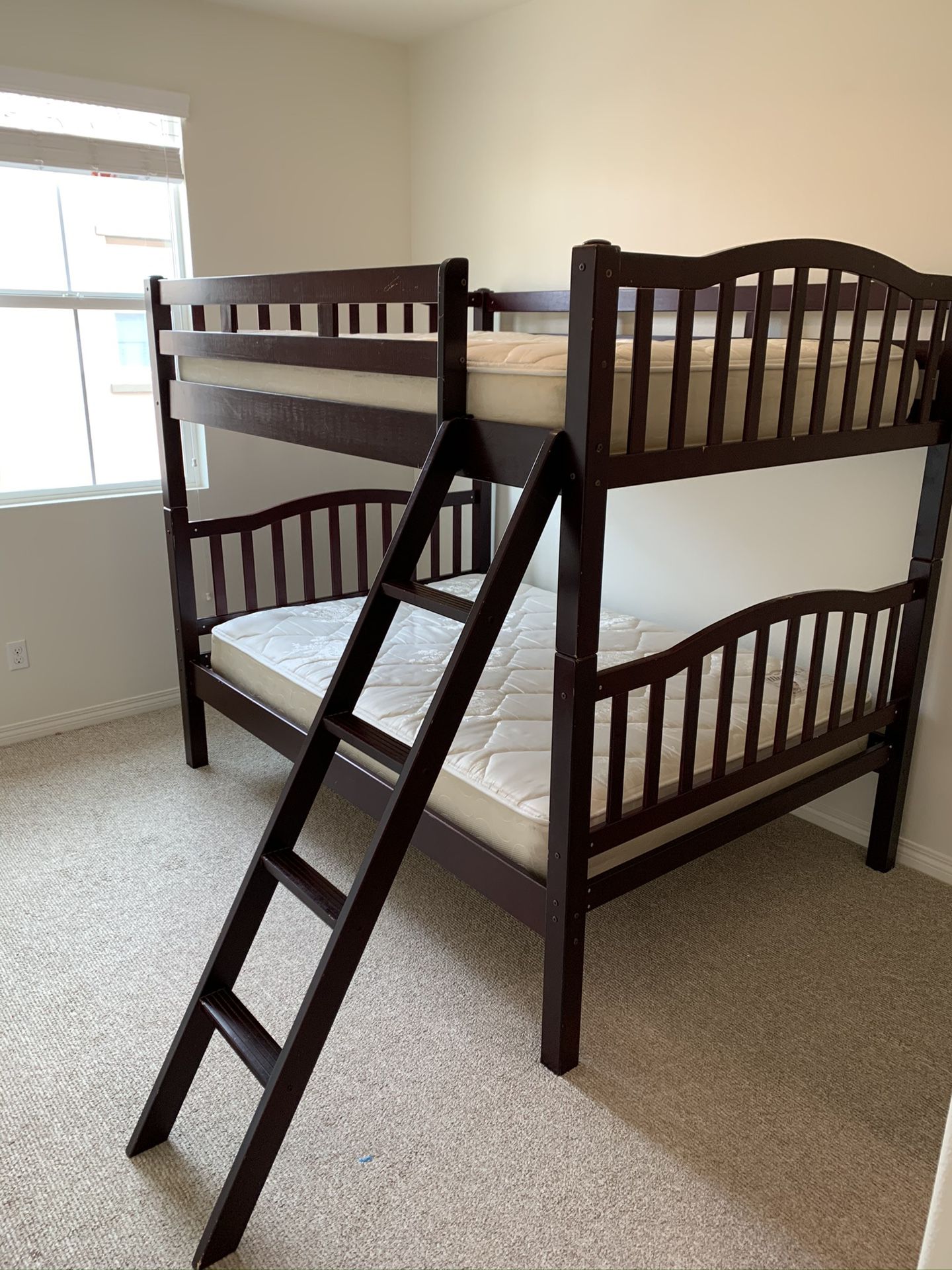 Used Full Full Bunk Bed with Mattresses