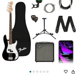 Squier by Fender Bass Guitar Kit, Laurel Fingerboard, Black, Poplar Body